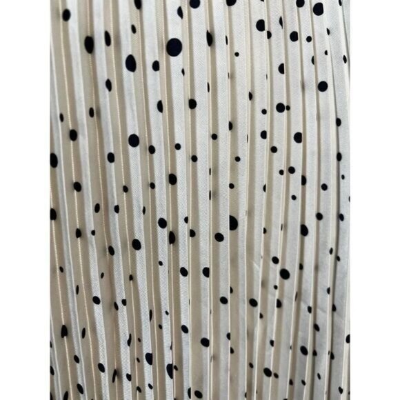 Ann Taylor Pleated Navy & Cream Polka Pot Midi Skirt Size 2 - Picture 6 of 7